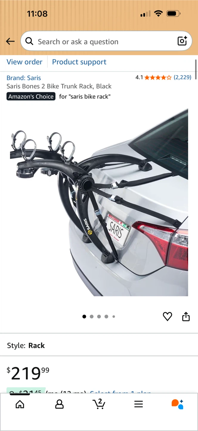 Saris Bones 2 Bike Trunk Rack - Black