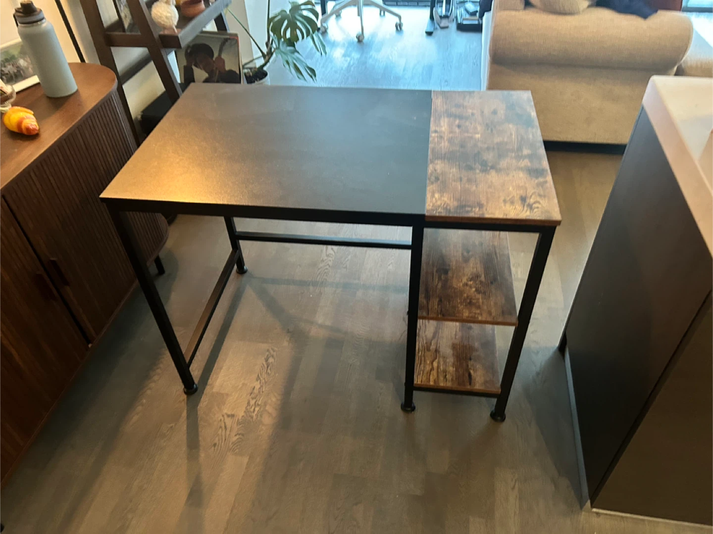 Industrial Style Desk with Shelves