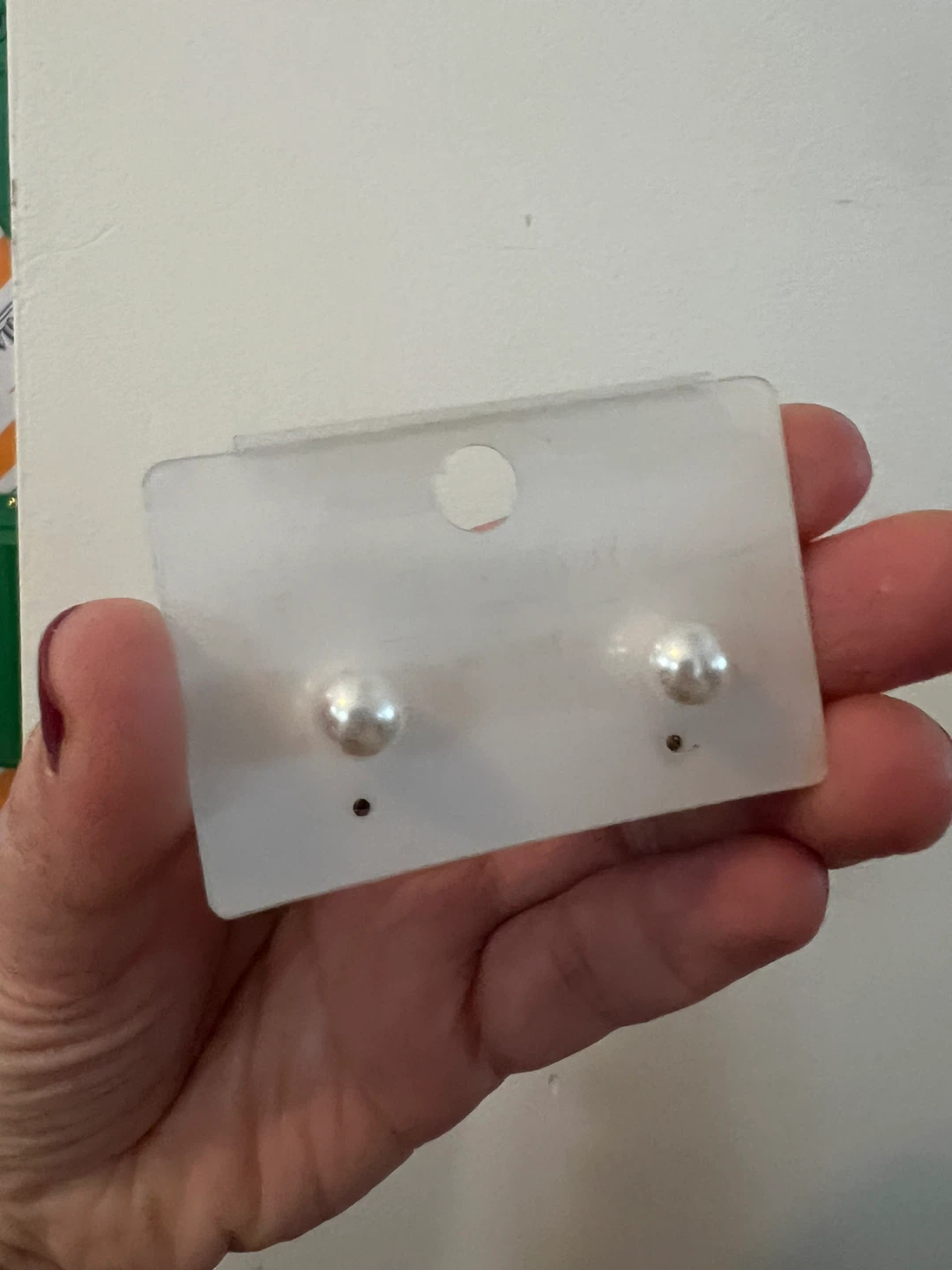 Red Stone & Pearl Stud Earrings S925 posts - photo 2