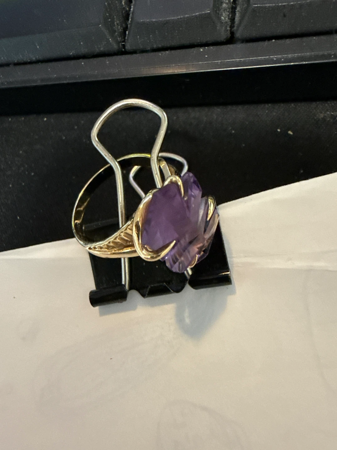 Gold Ring with Carved Amethyst Gemstone - photo 2