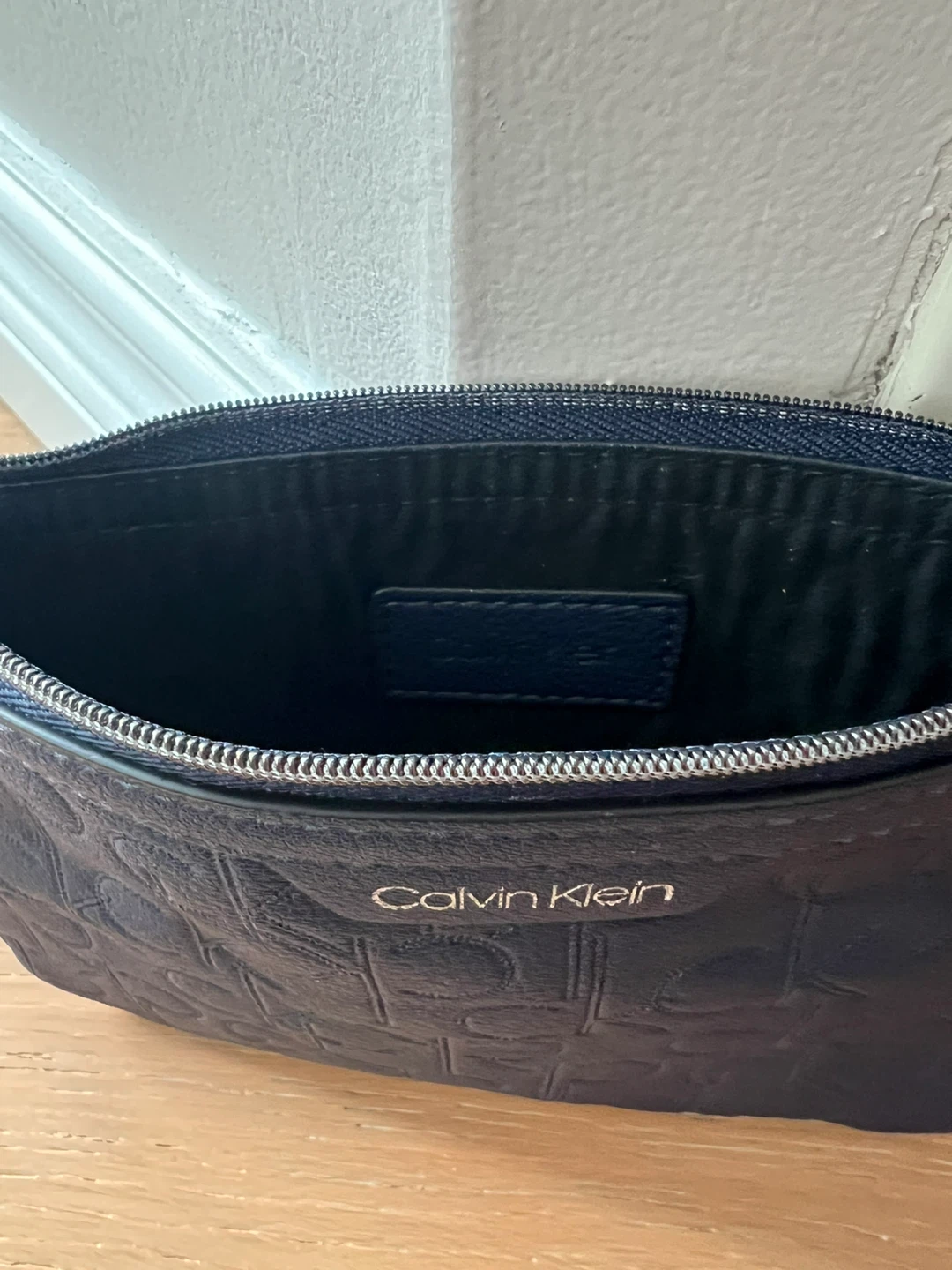 Calvin Klein Navy Embossed Logo Wristlet Pouch - photo 4