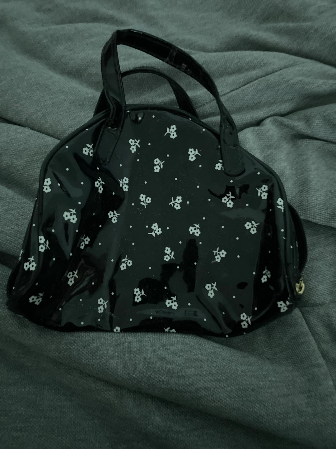 Lancome Black Floral Cosmetic Bag