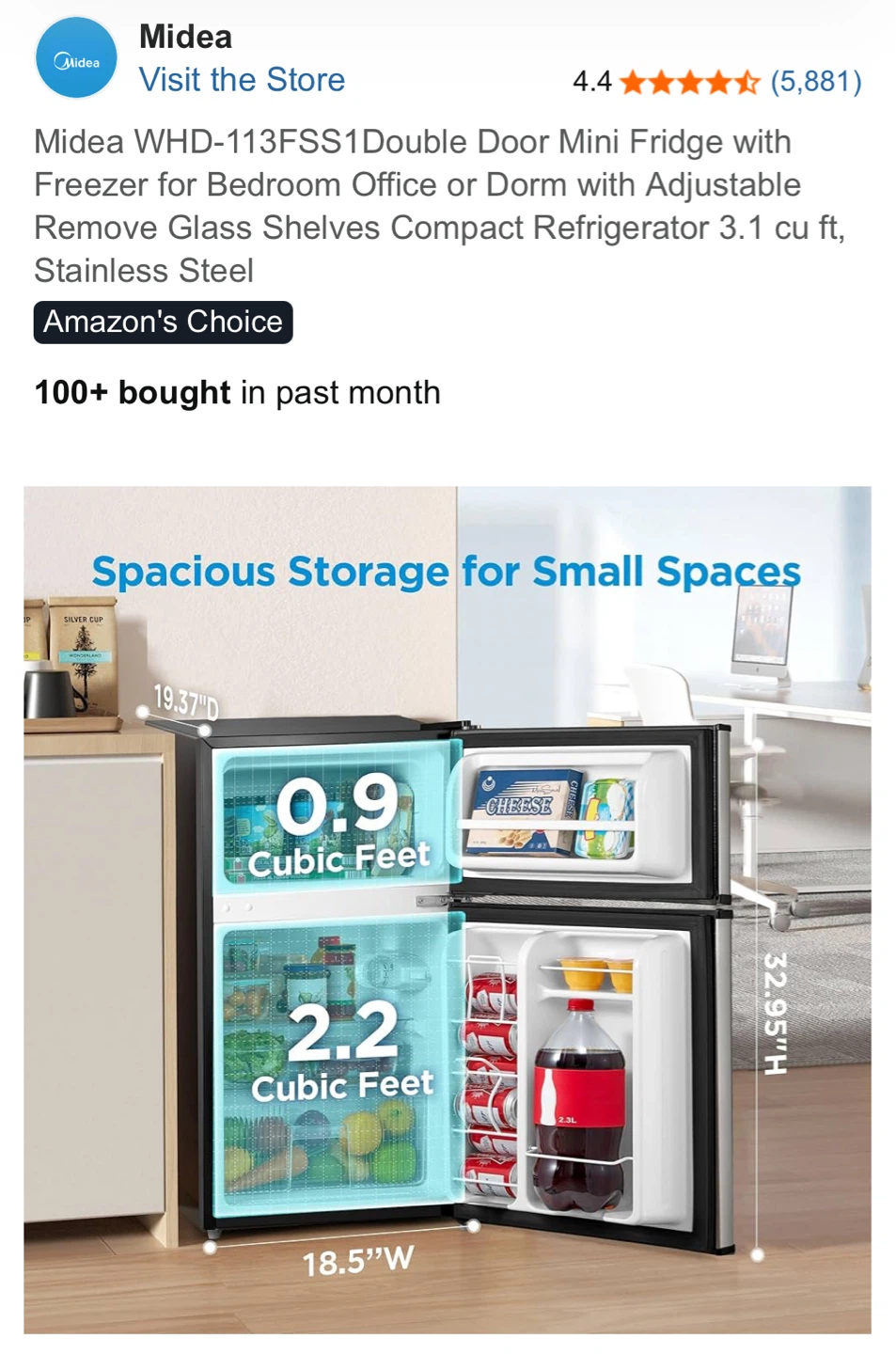 Midea WHD-113FSS1 small fridge - photo 3