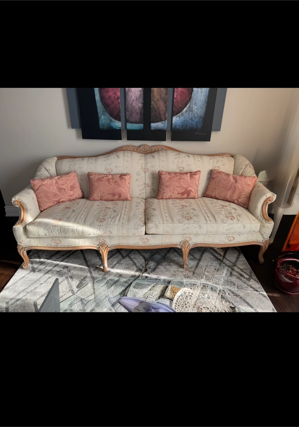 Victorian style couch and loveseat