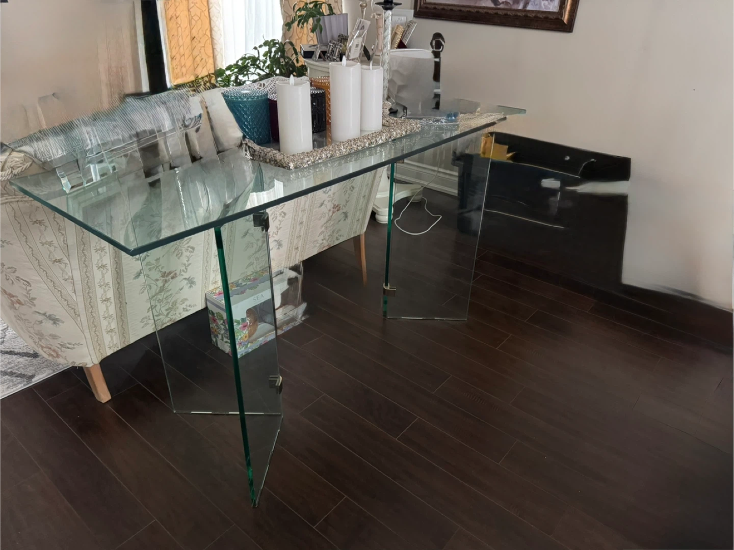 Clear Glass Console Table - photo 2