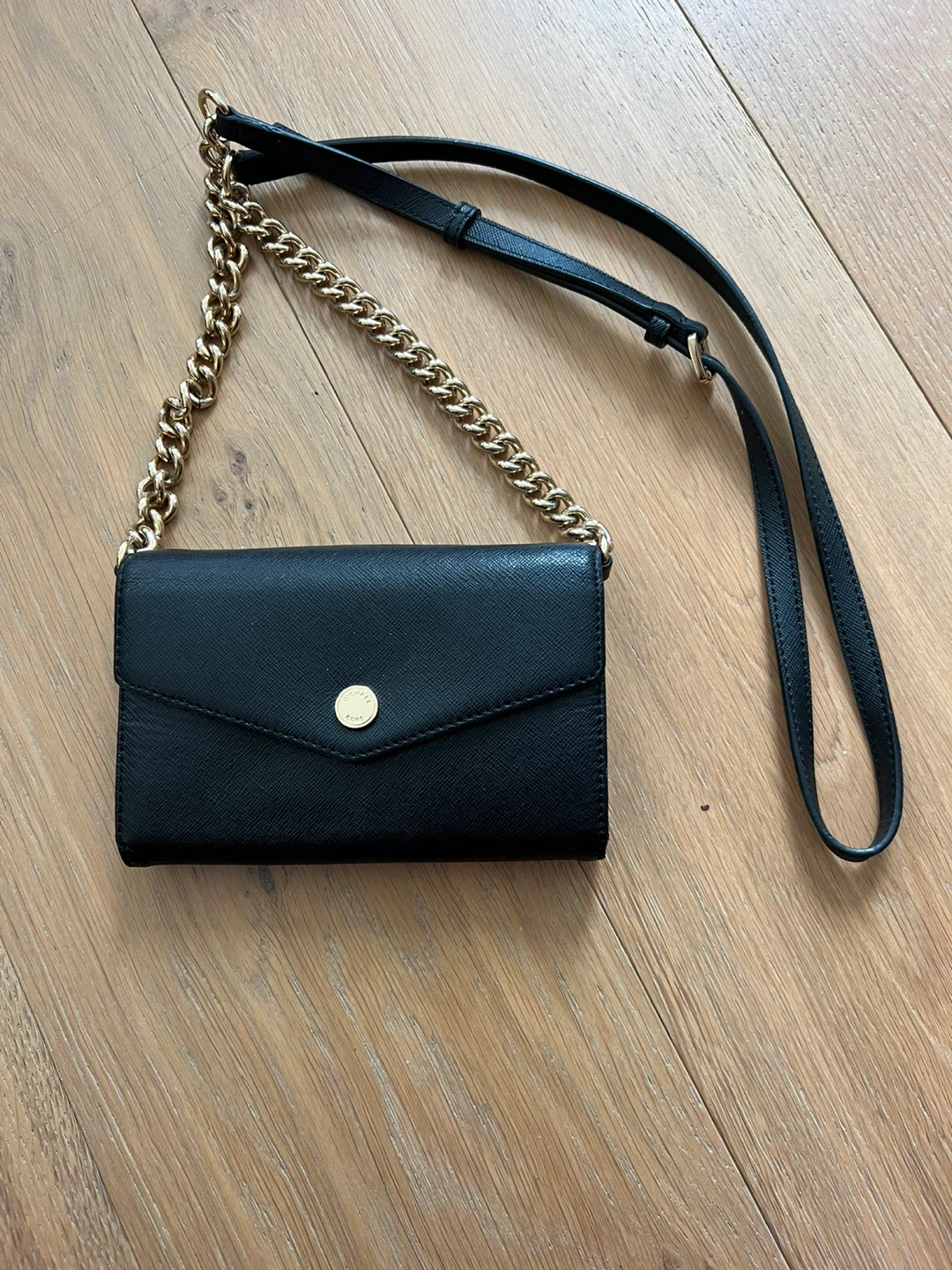 Michael Kors Black Saffiano Leather Chain Wallet