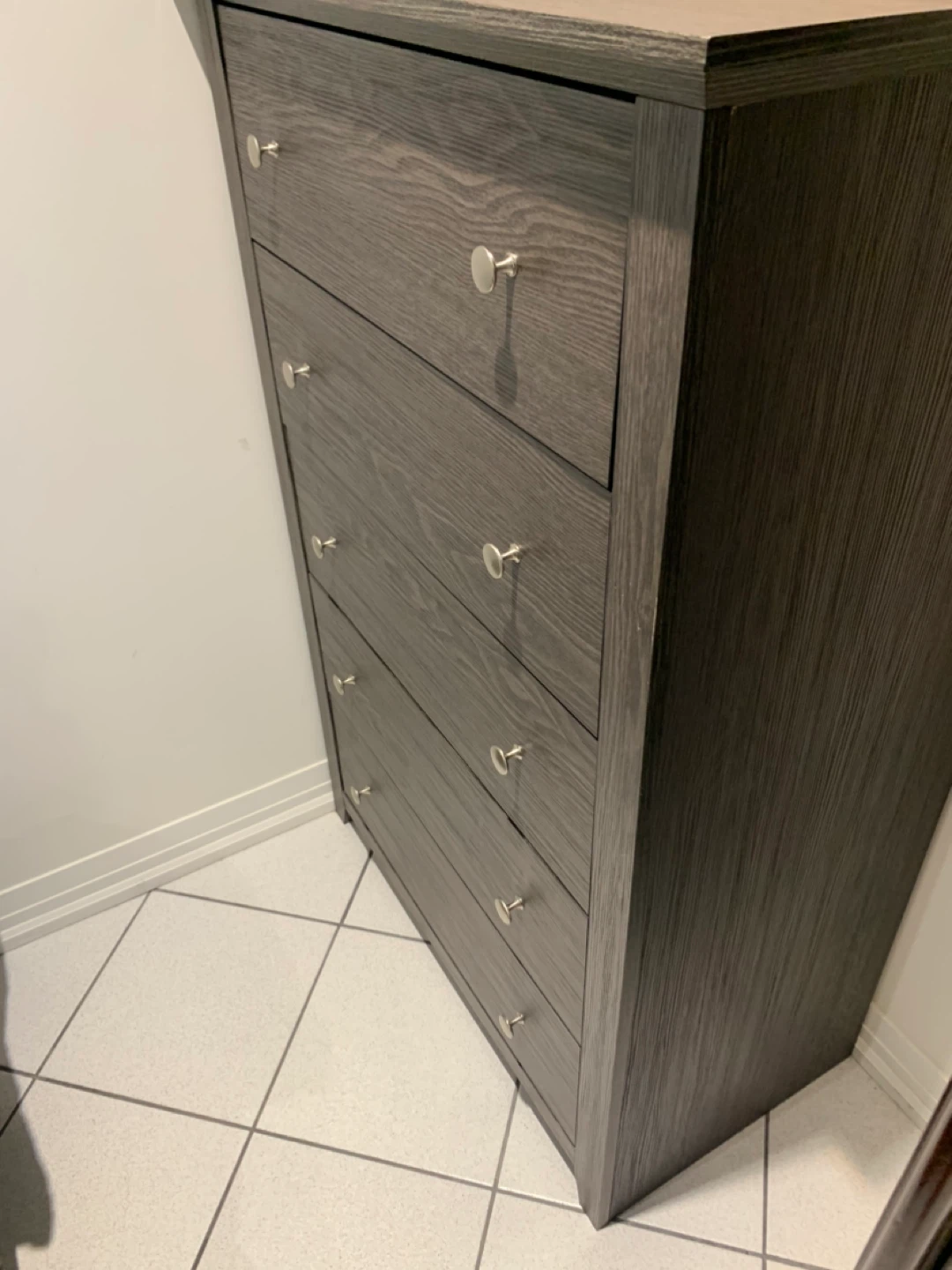 Dark Wood 5-Drawer Tall Dresser - photo 2