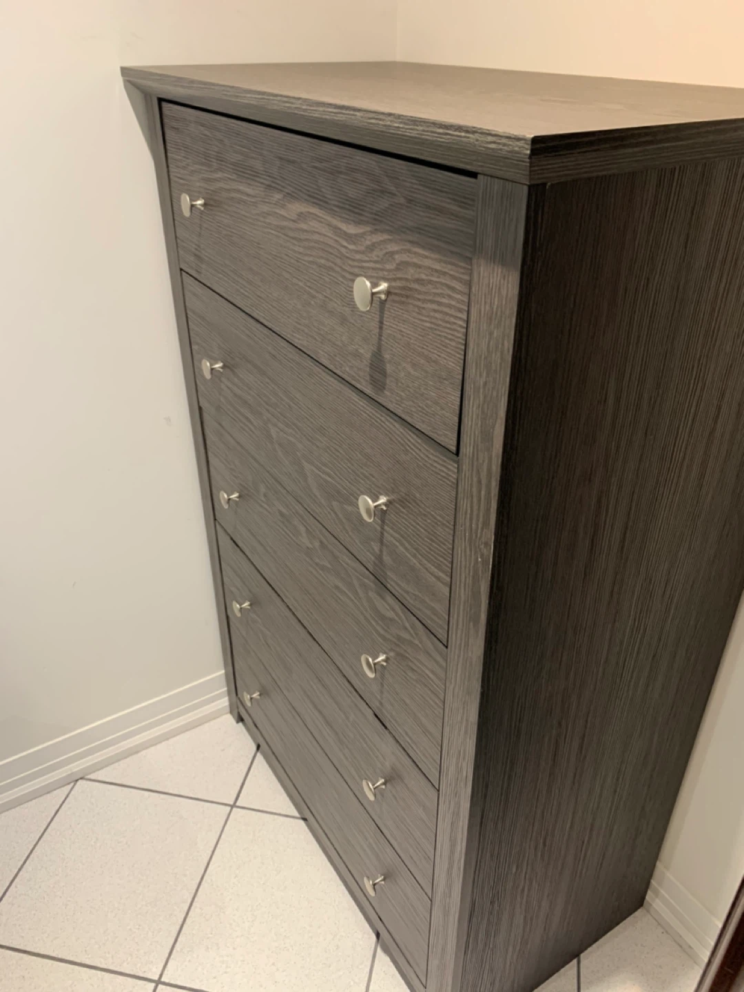 Dark Wood 5-Drawer Tall Dresser - photo 3