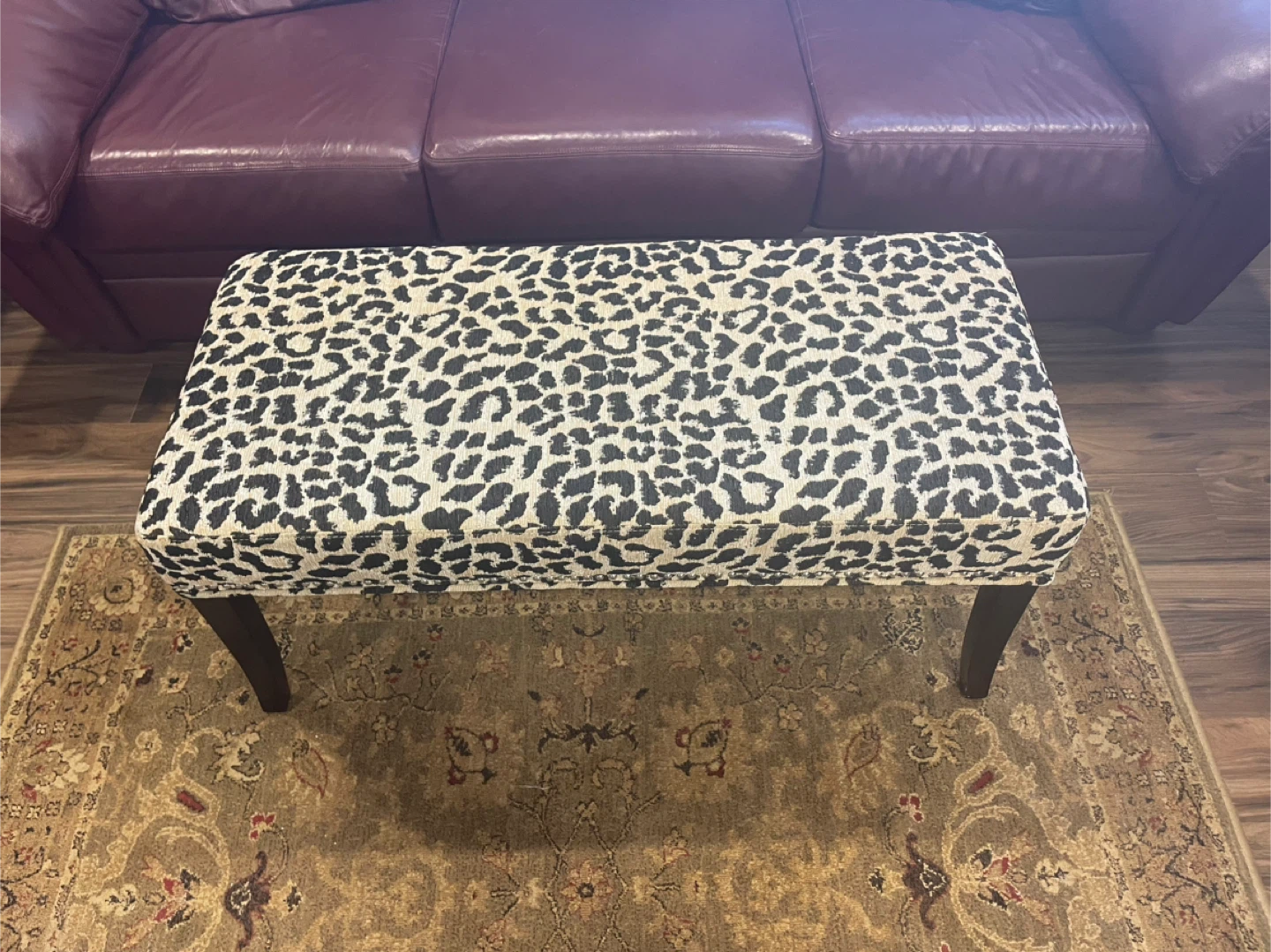 Leopard Print Ottoman Bench
