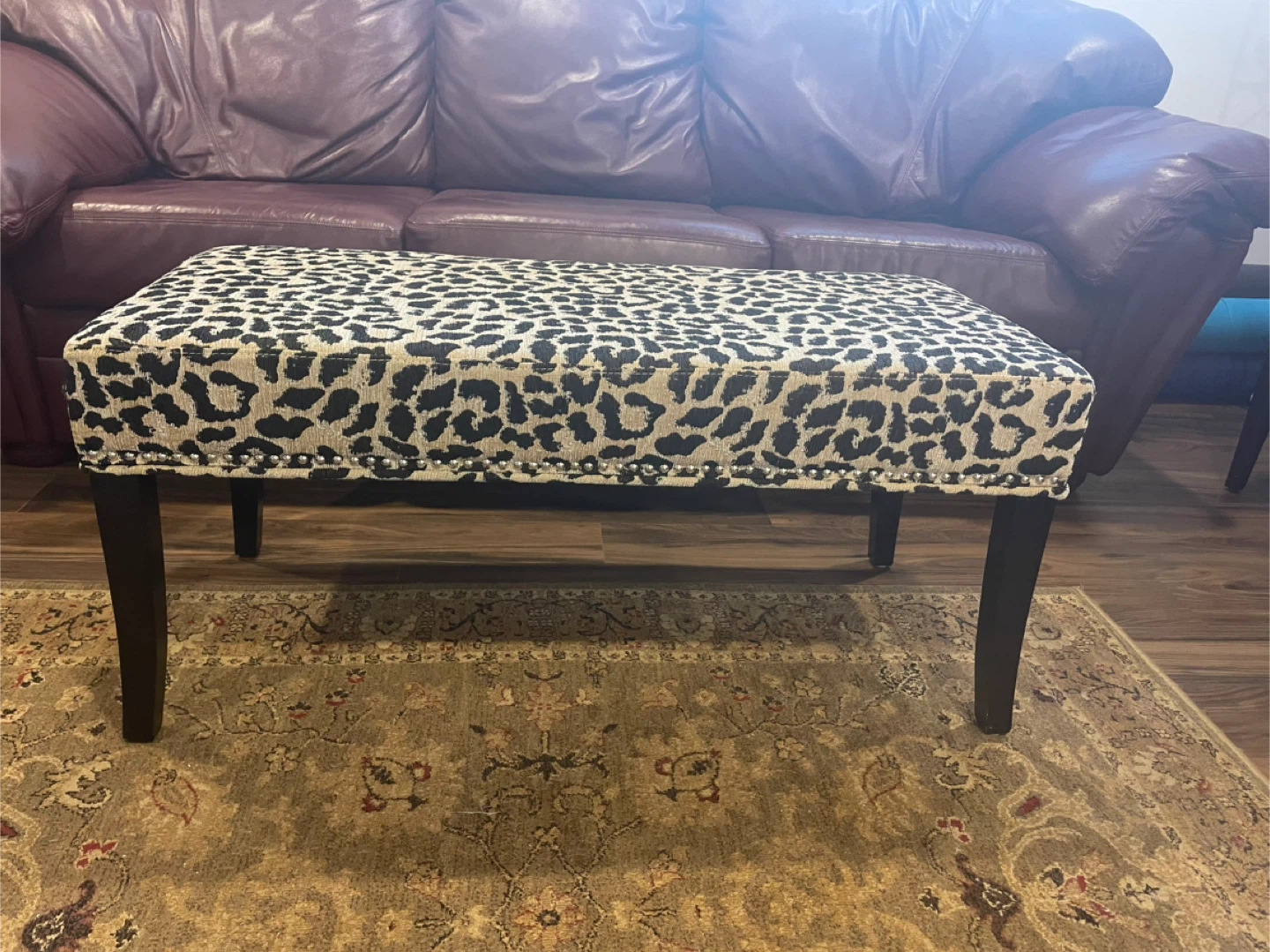 Leopard Print Ottoman Bench - photo 2