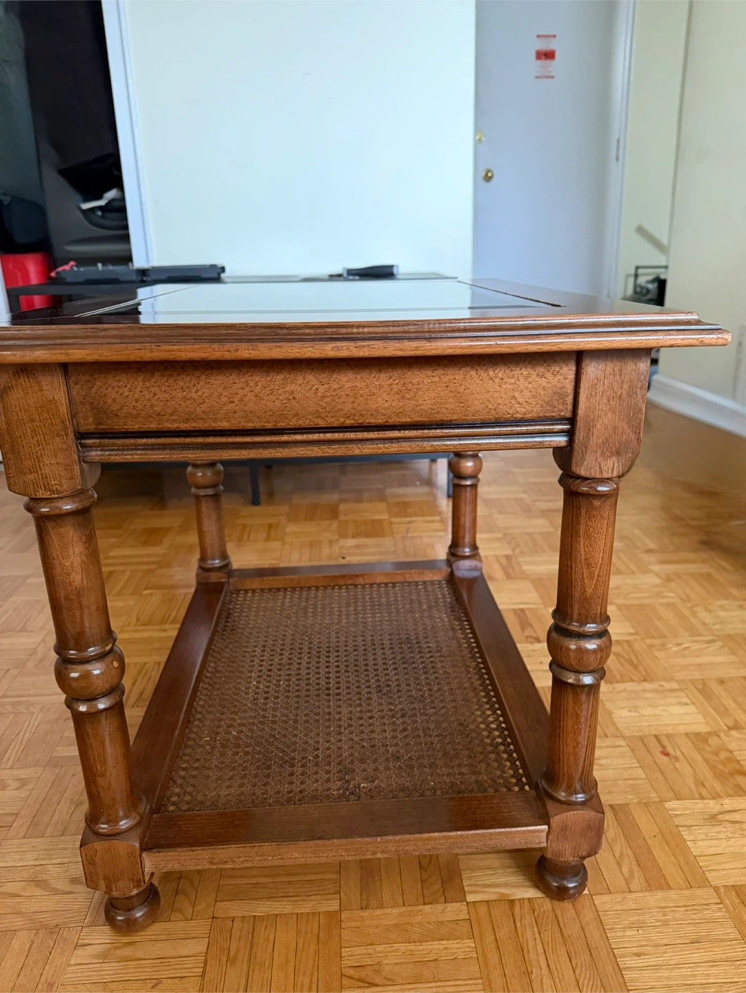Wooden End Table with Glass Top - photo 4