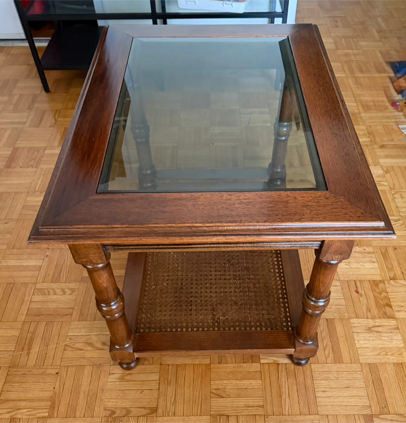 Wooden End Table with Glass Top - photo 3
