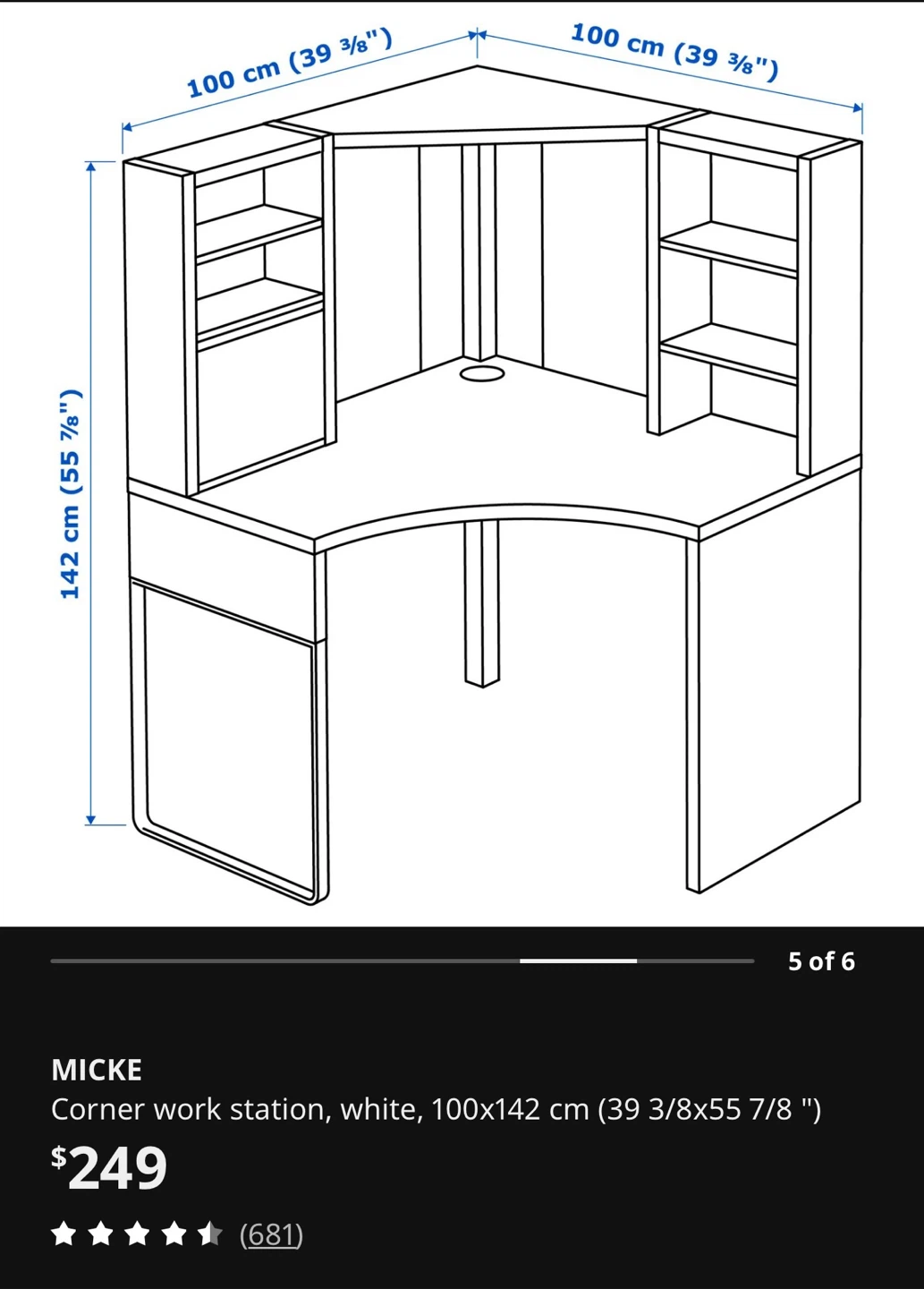 IKEA MICKE Corner Work Station - White - photo 2