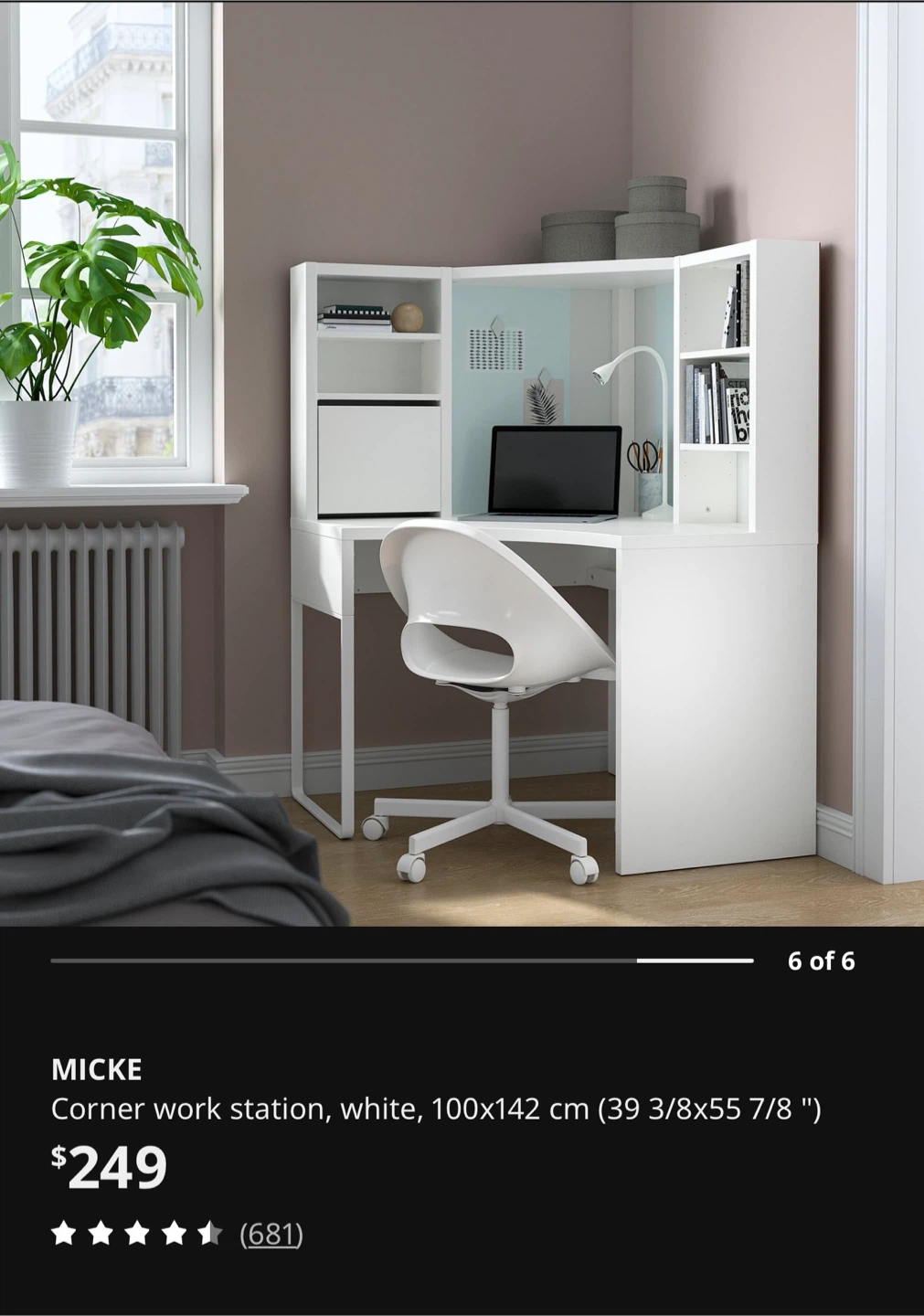 IKEA MICKE Corner Work Station - White