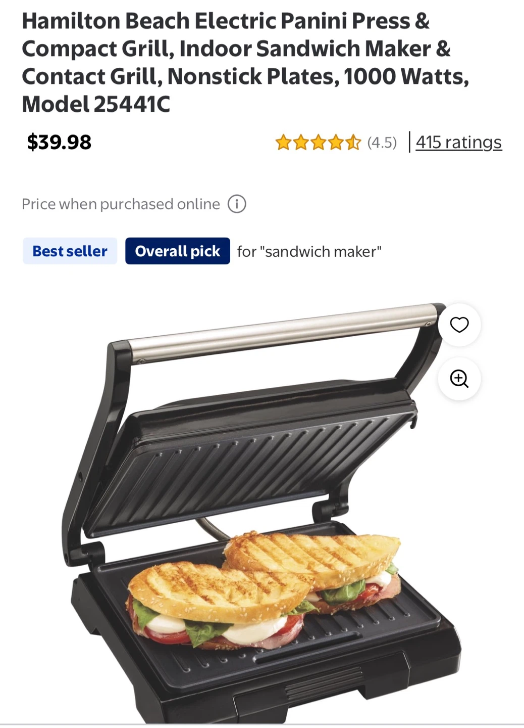 Hamilton Beach Electric Panini Press & Compact Grill - photo 2