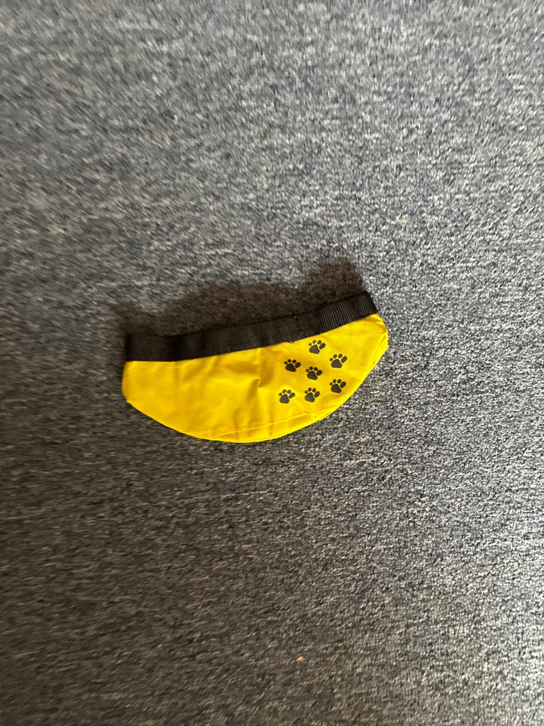 Yellow Pet water Pouch with Paw Prints portable water bowl