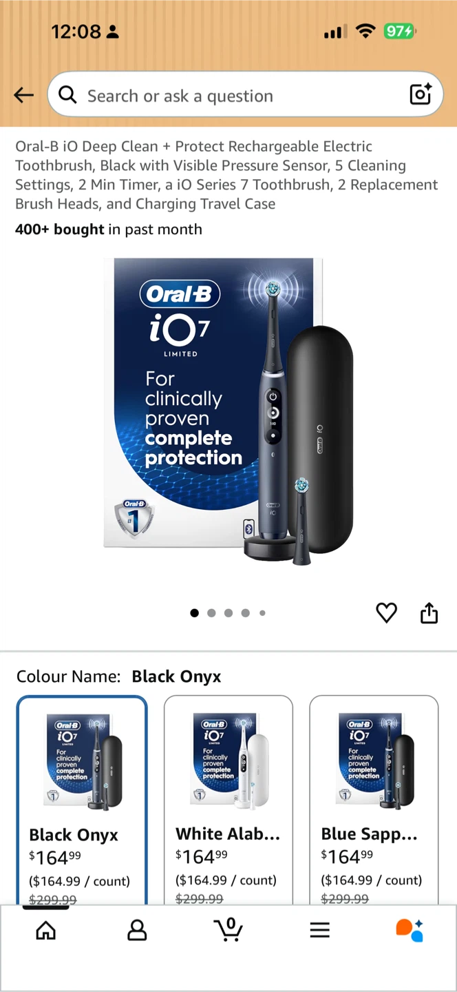 Oral-B iO Series 7 Electric Toothbrush, Black Onyx