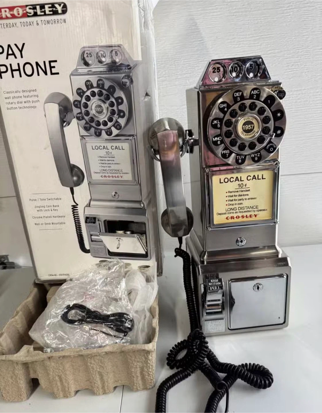 Crosley Pay Phone Classic Rotary Dial Wall Phone