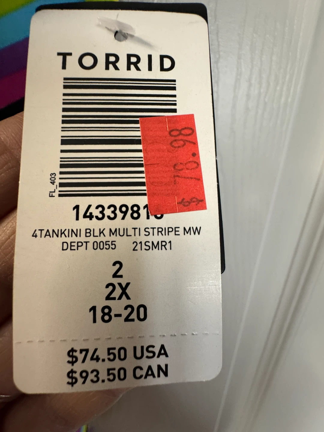 Torrid Black Rainbow Stripe Tankini - Size 2X - photo 3