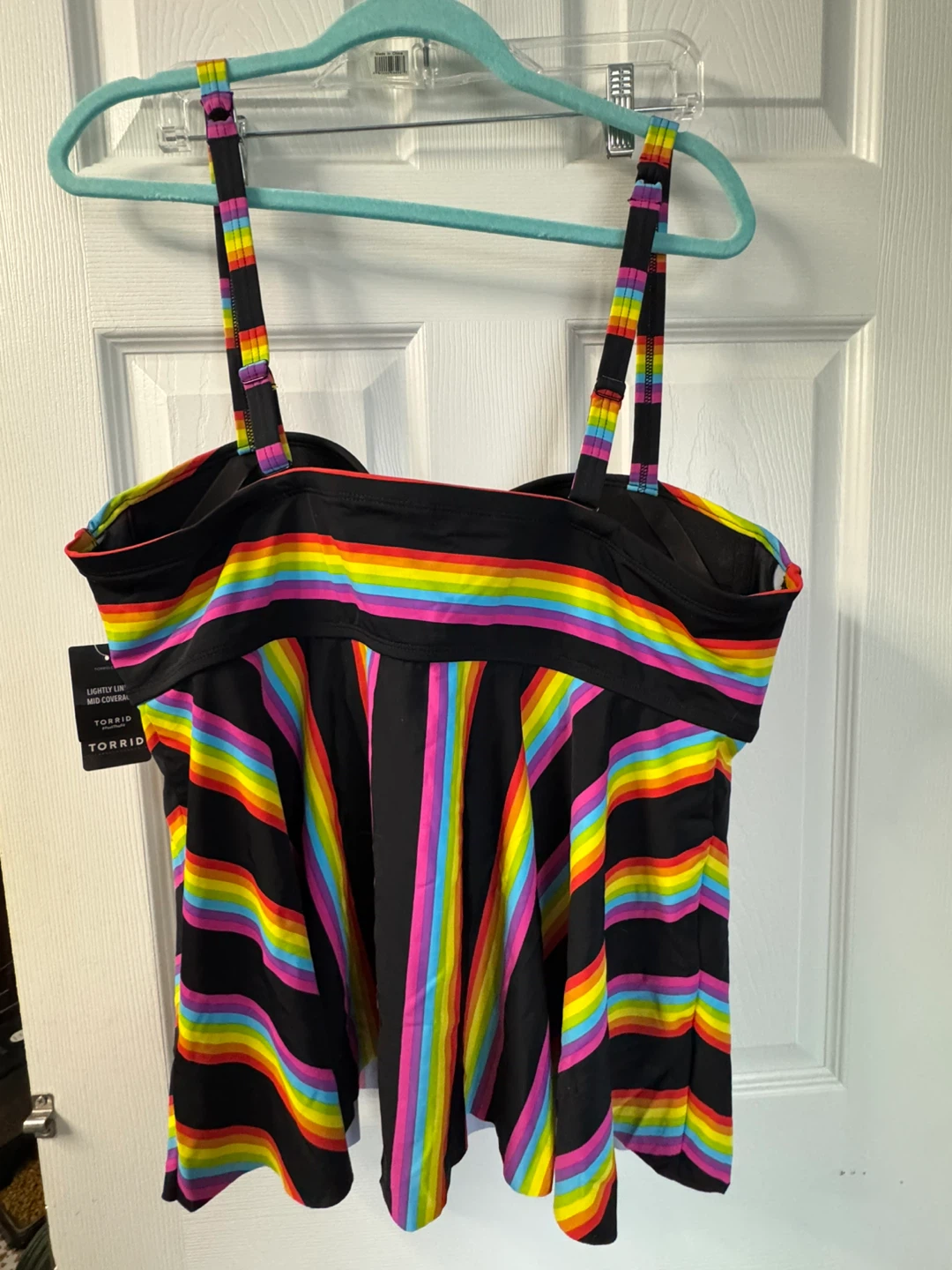 Torrid Black Rainbow Stripe Tankini - Size 2X - photo 2