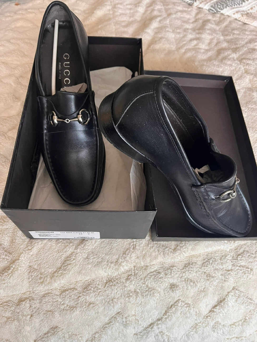 Gucci Black Leather Horsebit Loafers - Size 46 - photo 4