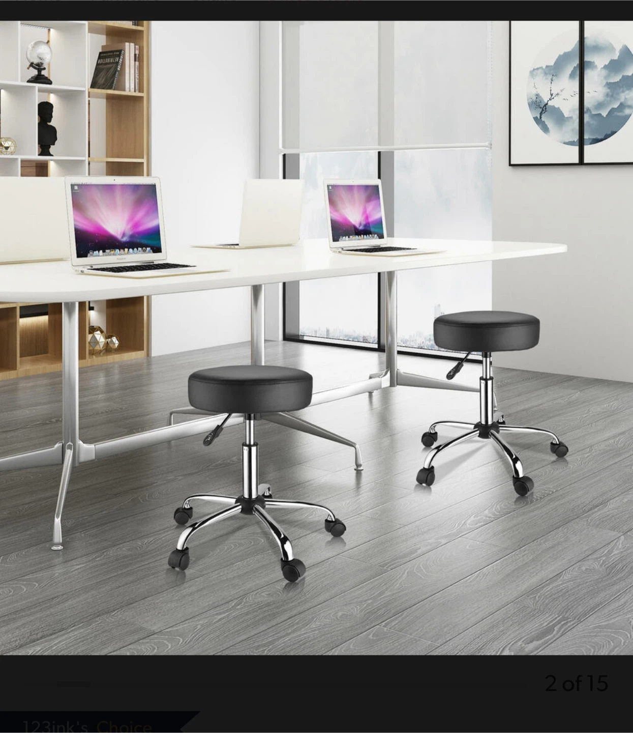 Adjustable Rolling Stool - Black - photo 3