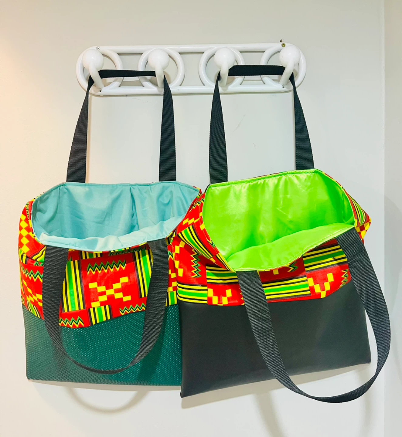 Vibrant Kente Print Tote Bags
