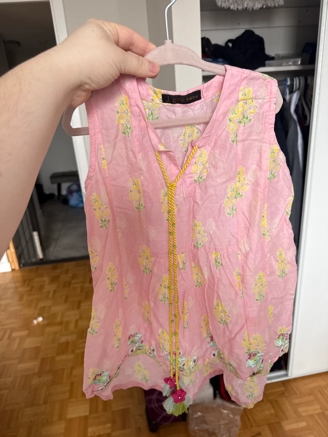 J. Girls Pink Floral Sleeveless Top - Size 3-4 Years