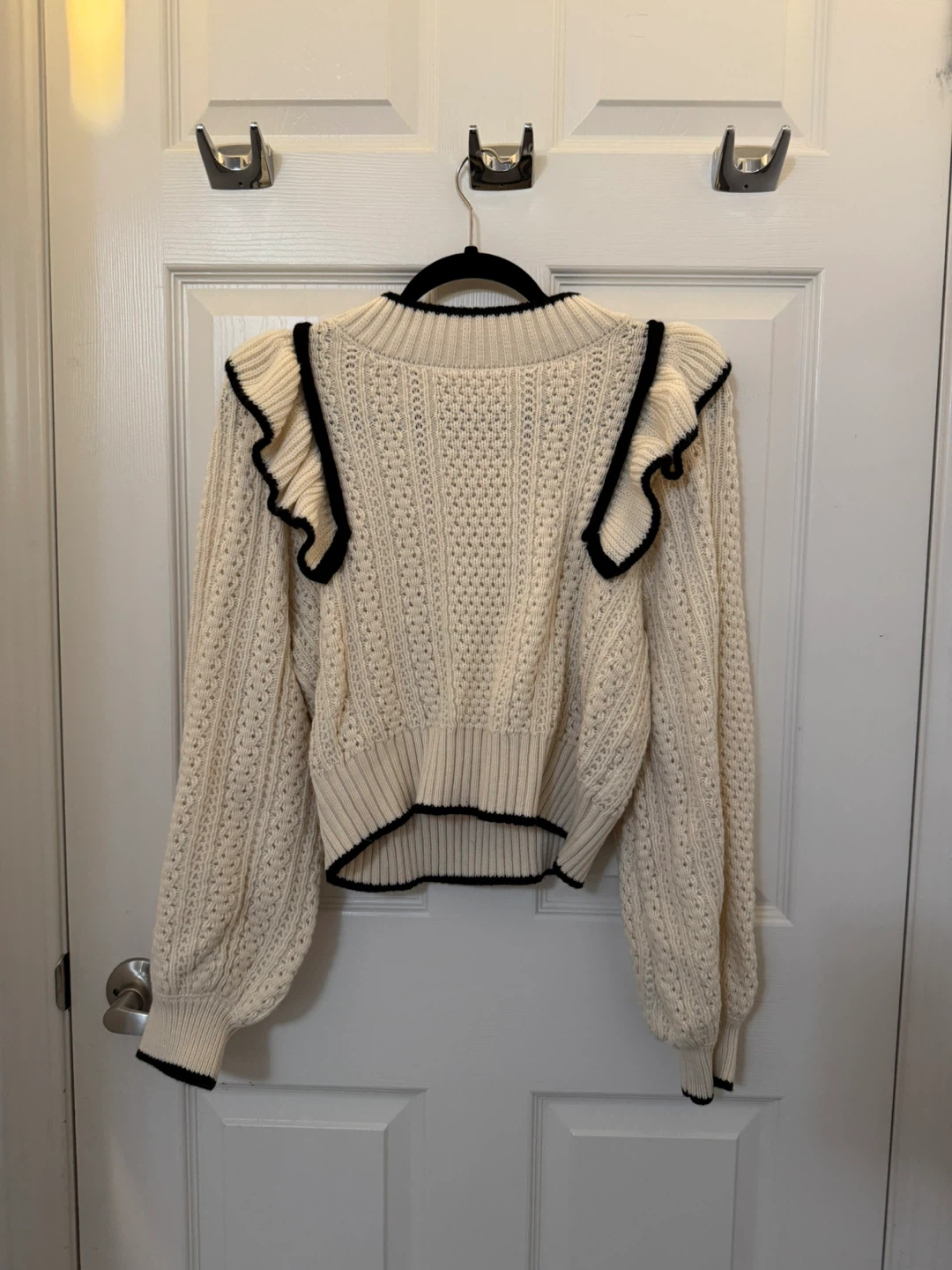 MABLE Cream Ruffle Sweater