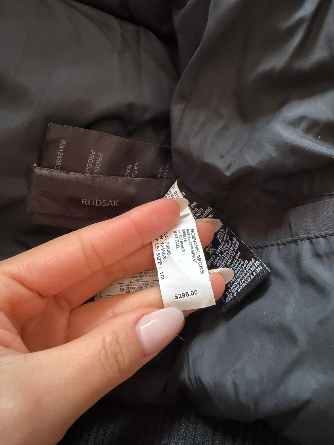 RUDSAK Black Down Puffer Winter Jacket with Fur Hood Size 12 - photo 3