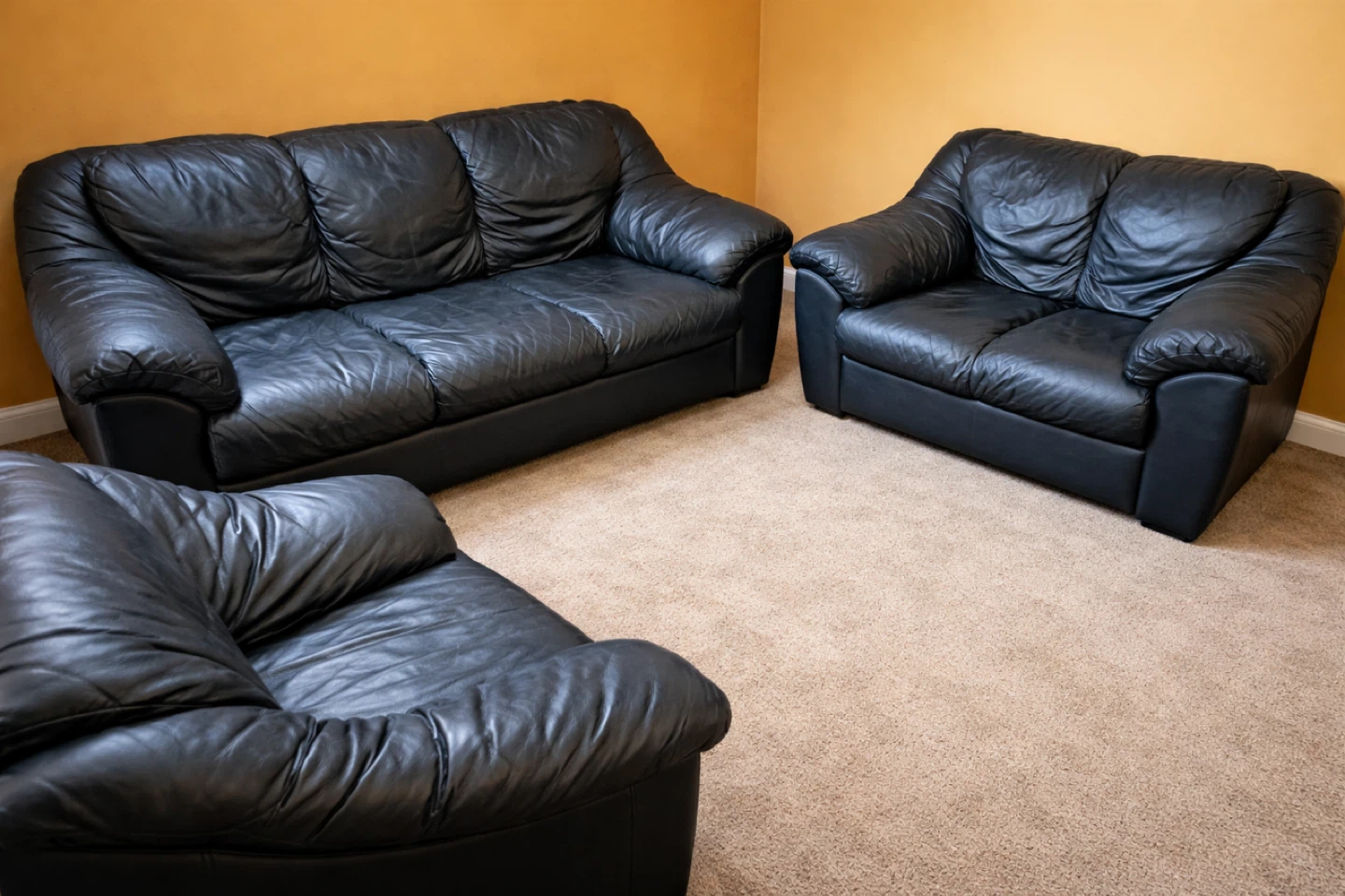 all leather sofa set - photo 3