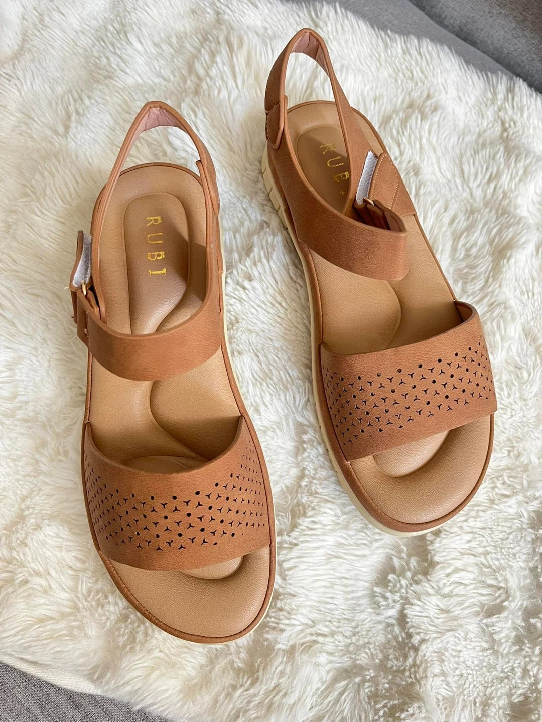 RUBI Women's Tan Wedge Sandals