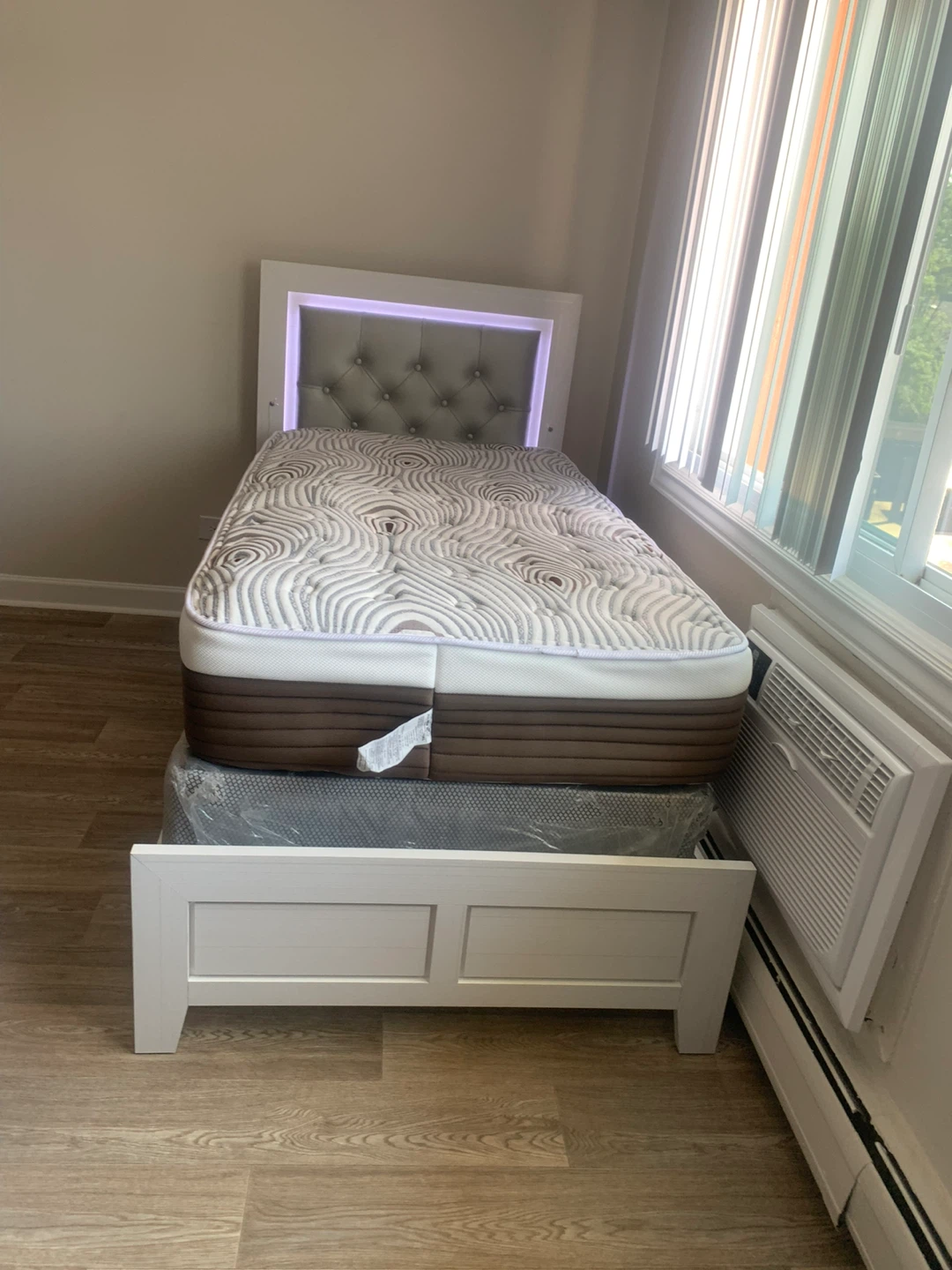 Twin Bed Frame with Mattress and Headboard