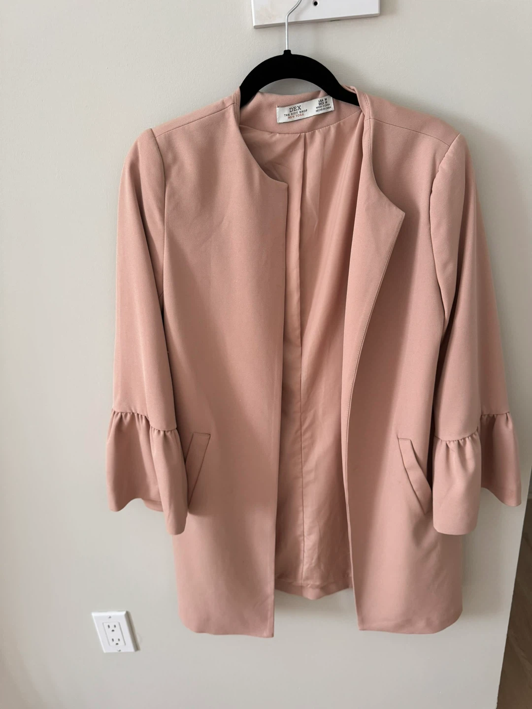 DEX The Suit Shop Pink Ruffle Sleeve Blazer - Medium