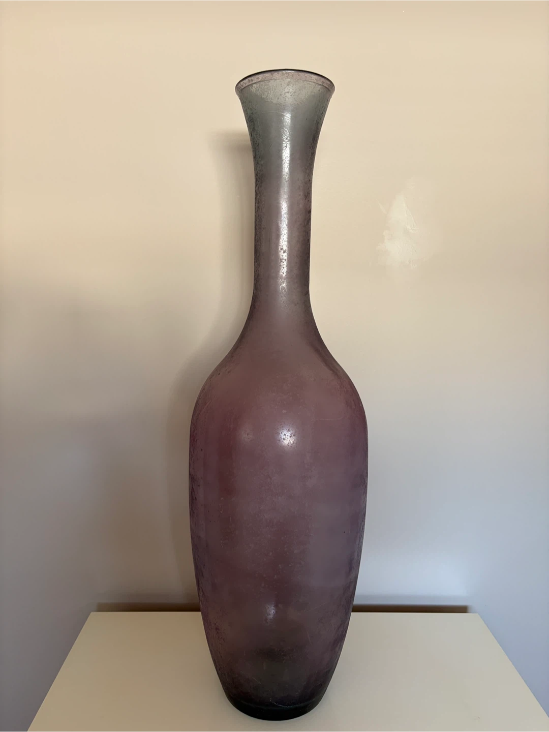 Large Frosted Purple Glass Vase