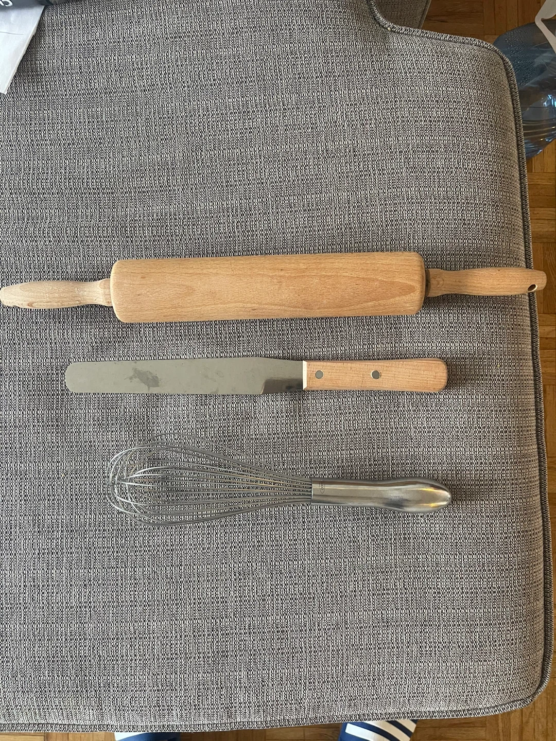 Wooden Rolling Pin, Icing Spatula, and Whisk Set