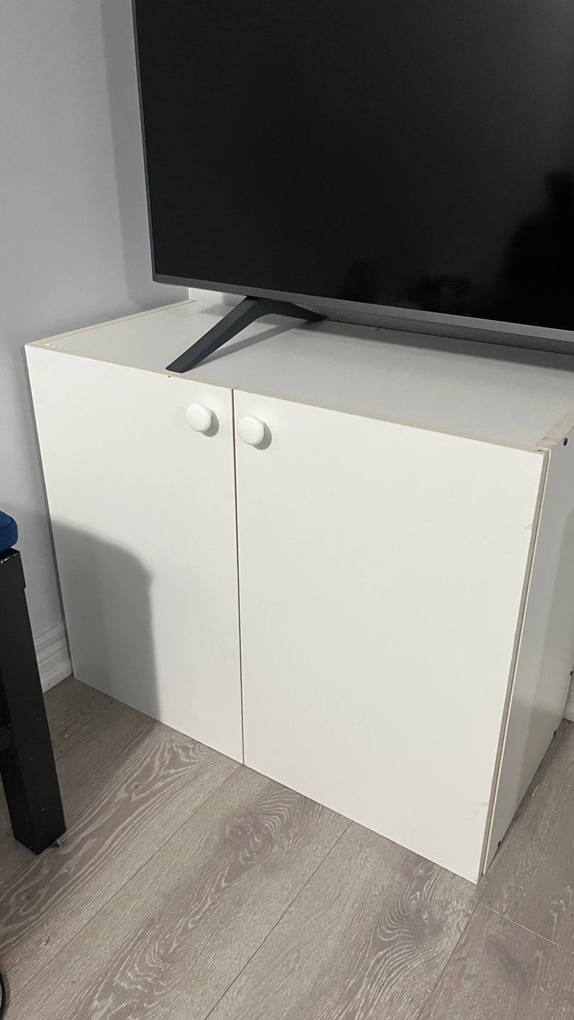 White Storage Cabinet with Doors