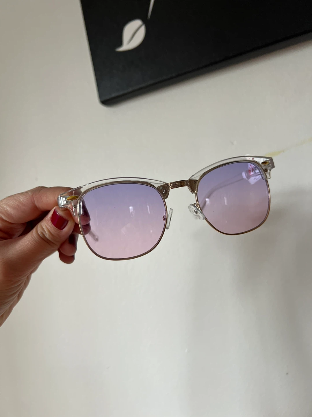 Clear Frame Sunglasses with Pink/Purple Gradient Lenses