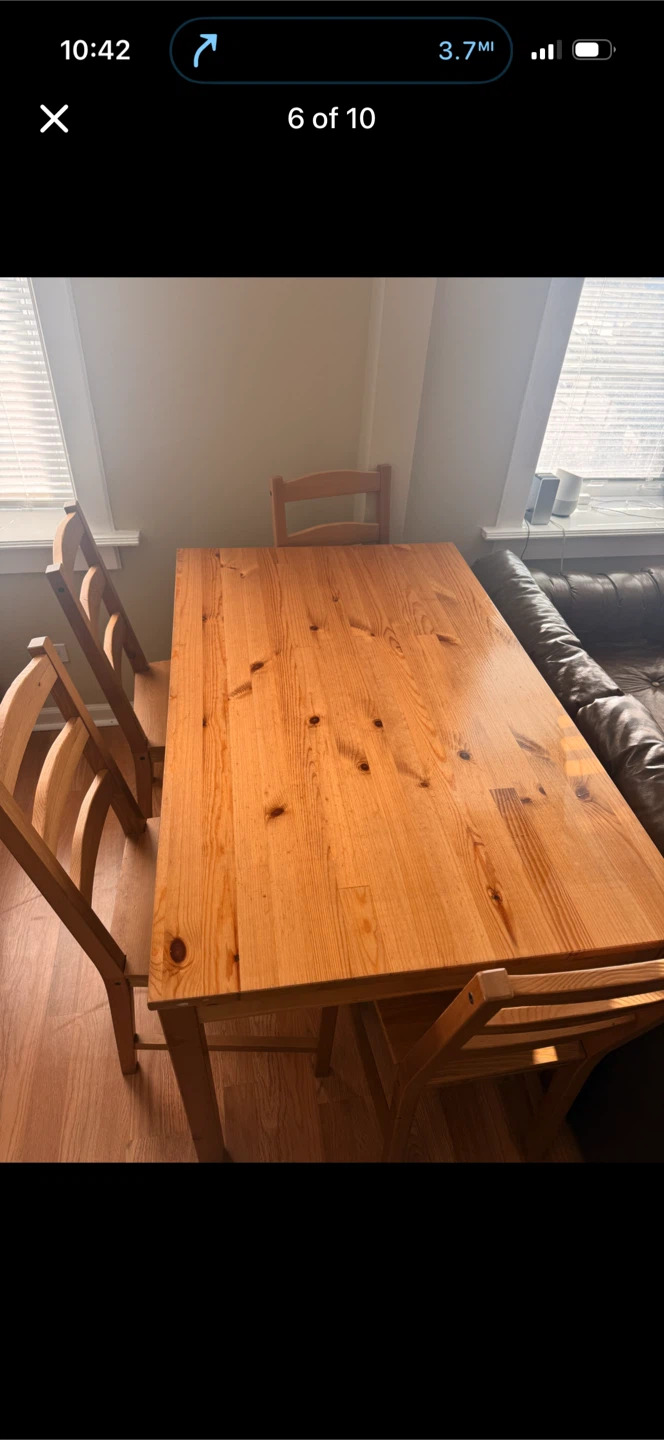 IKEA wood dinning room table with 4 chairs - photo 2