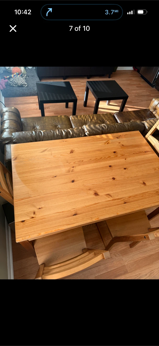 IKEA wood dinning room table with 4 chairs - photo 3