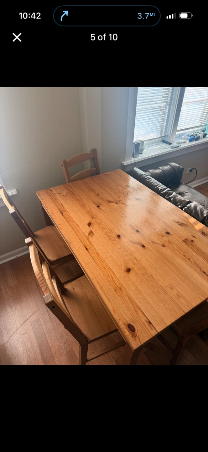IKEA wood dinning room table with 4 chairs