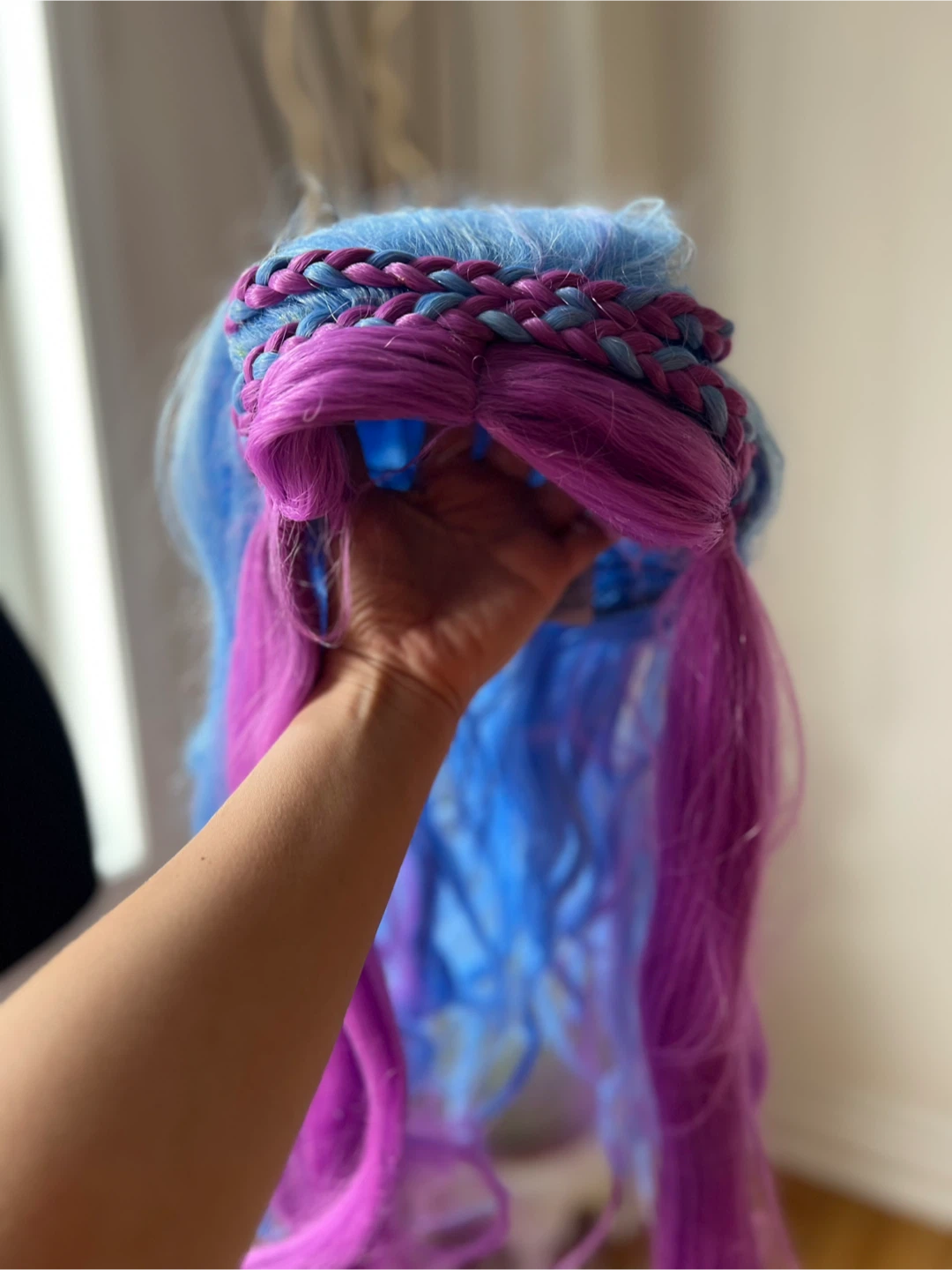 Kids Blue and Pink Ombre Braided Wig