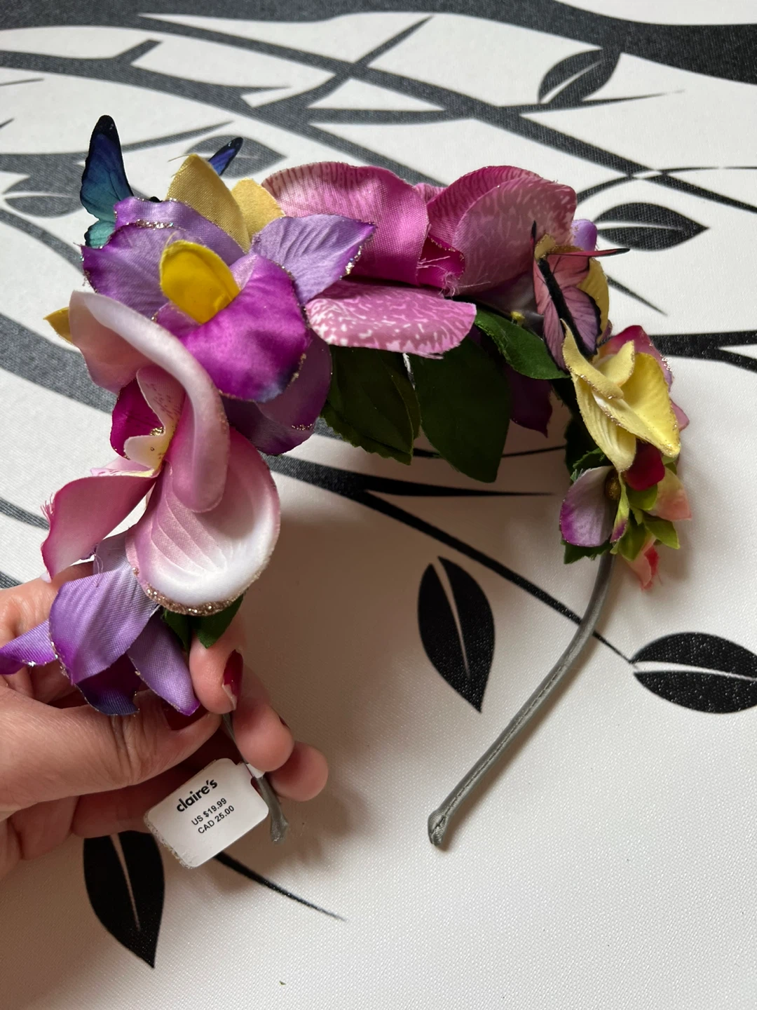 Claire's Floral Butterfly Headband - photo 3