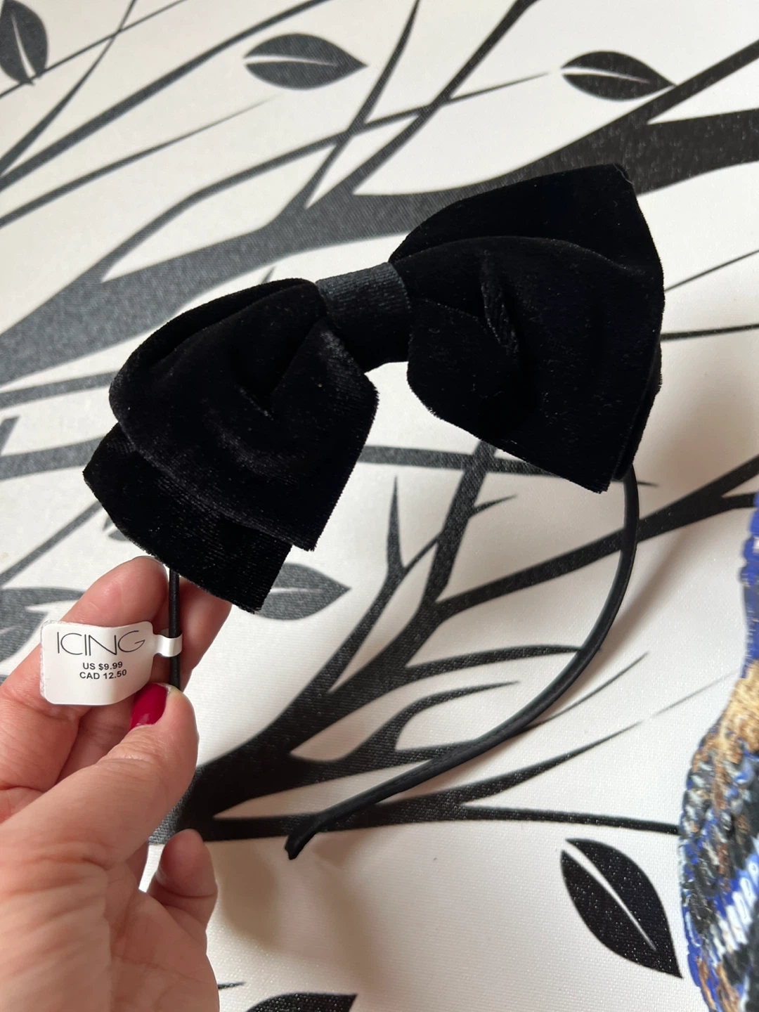 ICING Black Velvet Bow Headband