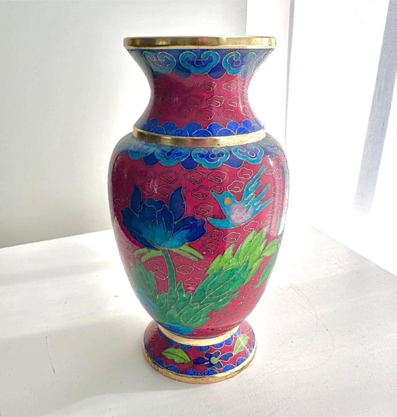 Cloisonné peony vase - photo 3