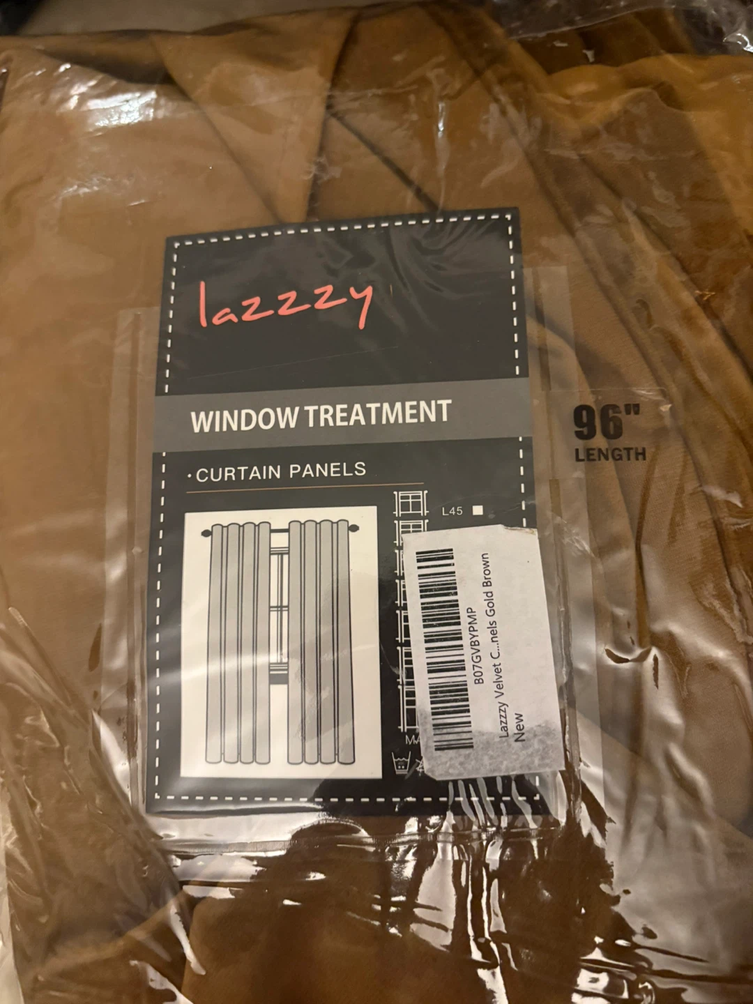 Lazzy 96" Window Treatment Curtain Panels - Gold Brown - photo 3