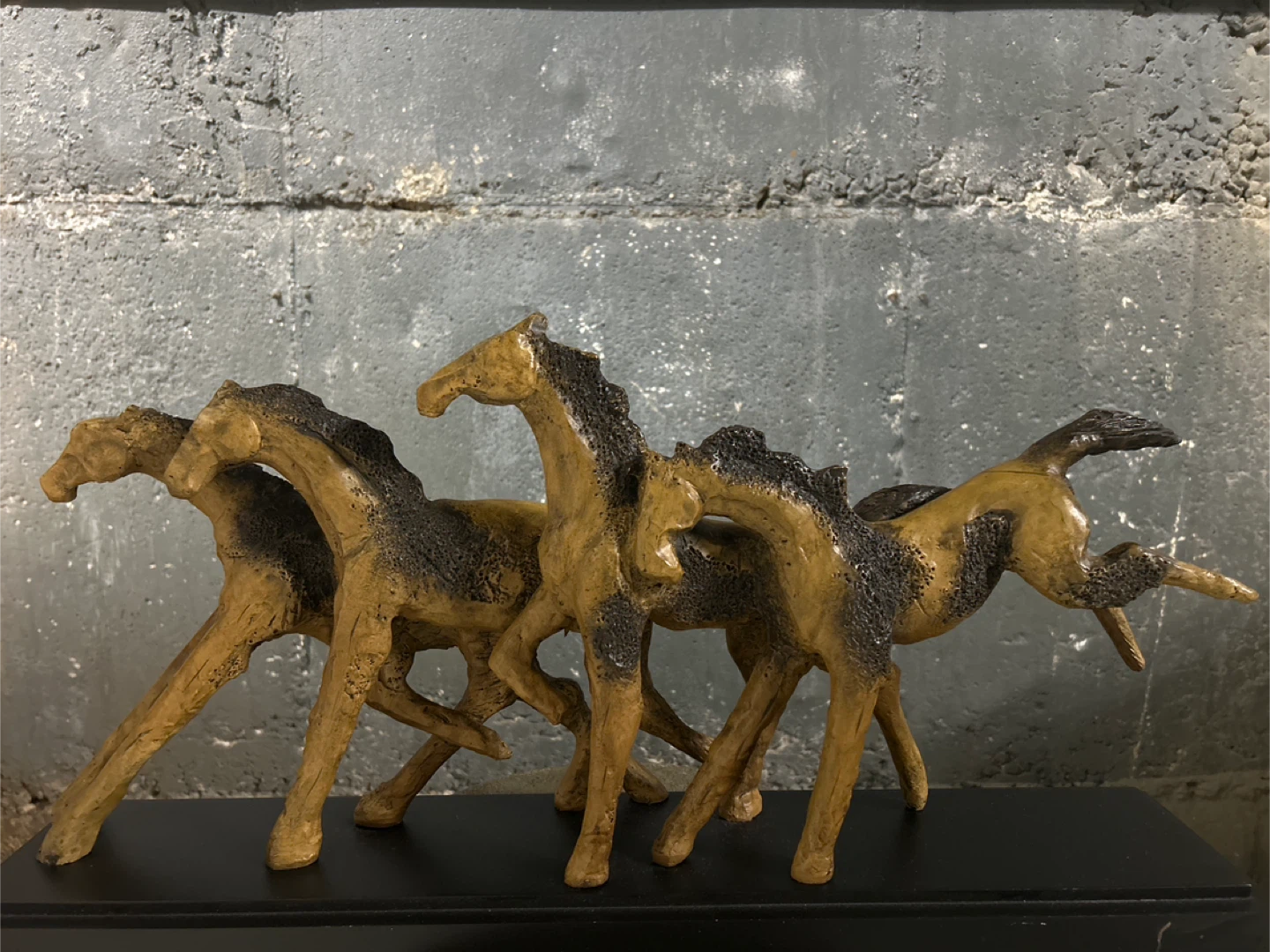 Bronze Effect Running Horses Sculpture