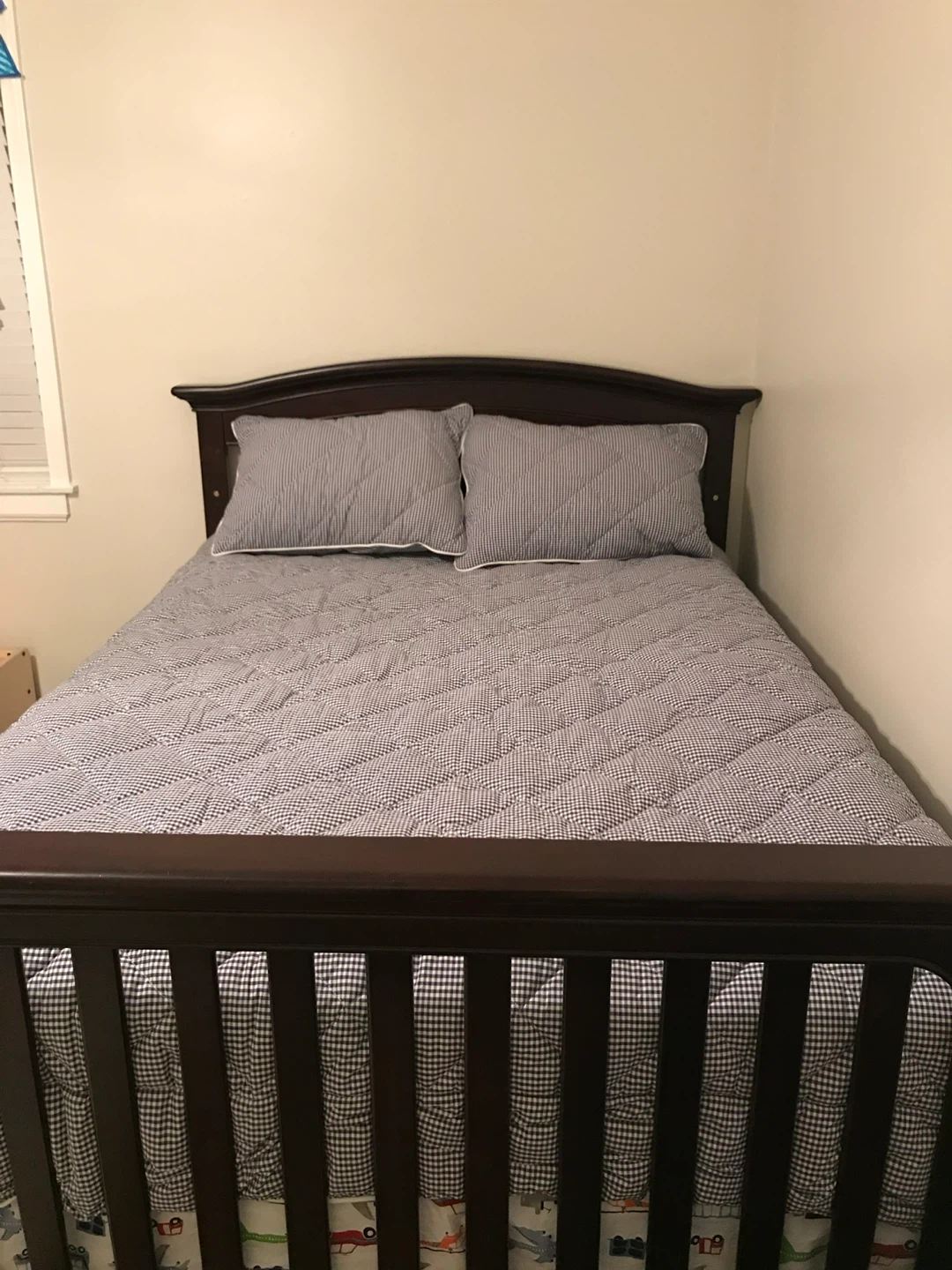 Dark Wood Convertible Crib to full bed