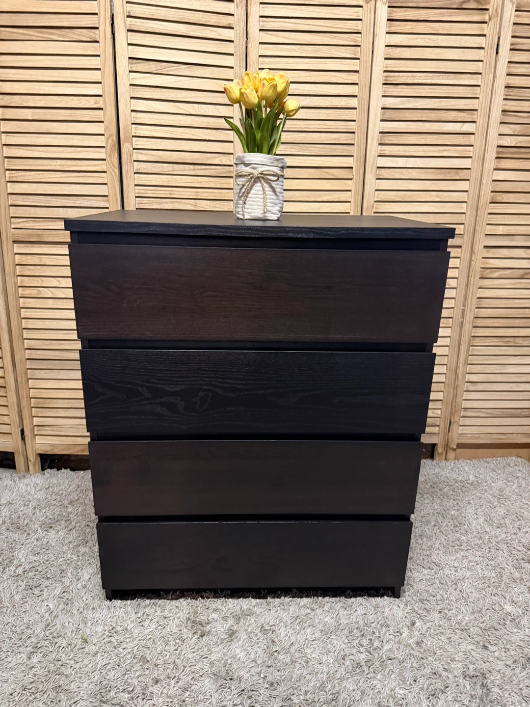 Dark Wood 4-Drawer Dresser