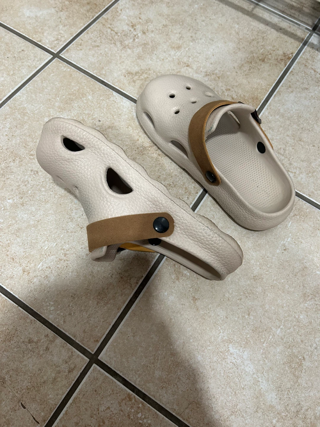 Beige Clogs with Brown Strap - Size 6.5 (W) - photo 2